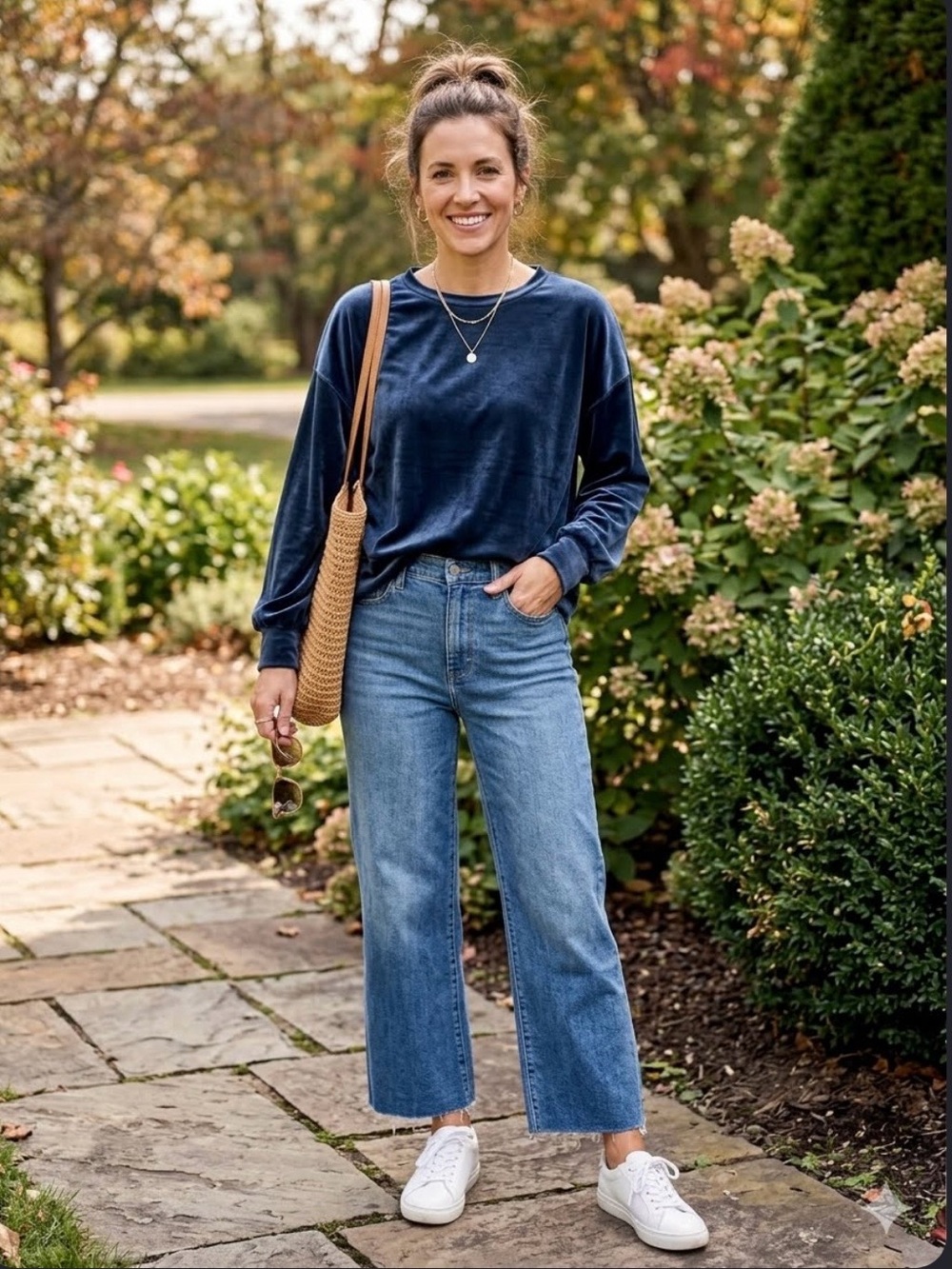 Madewell Velour Long Sleeve Top / Sweatshirt - Smoky Blue - Size XS